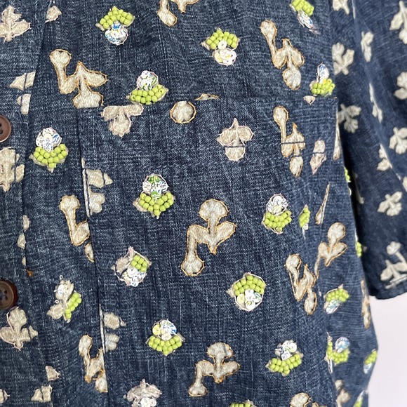 Anthropologie Pilcro Womens Aly Puff Sleeve Blouse Blue Denim Cotton Boho Top XL - Picture 11 of 16